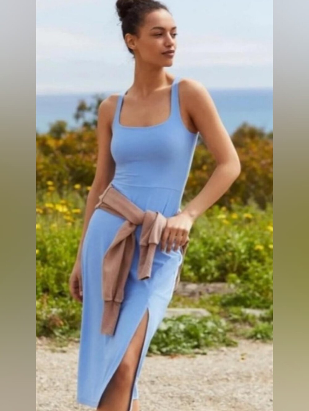Beyond Yoga Sky Blue Midi Slip Dress